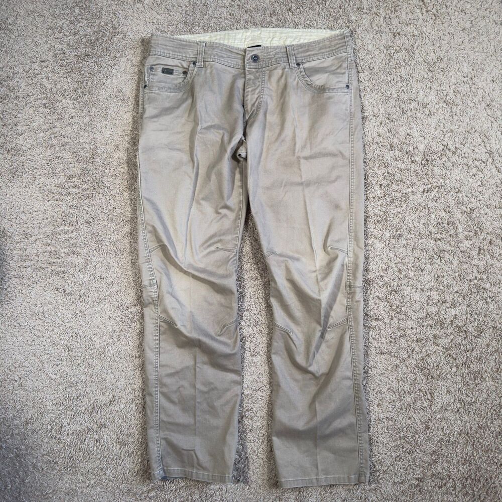 KUHL Defyr Mens 38x32 Khaki Patina Dye Cargo Pants Outdoor Hiking Workwear